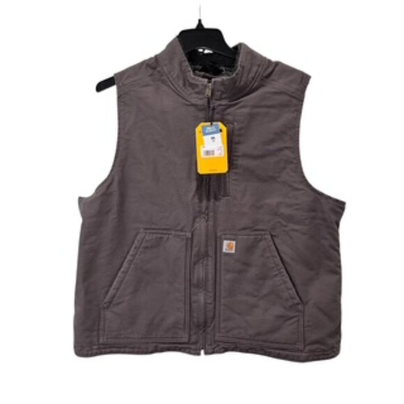 NEW Carhartt Gray Sherpa Lined Relaxed Fit Barn Vest Women’s Sz XXL NWT - Picture 3 of 13